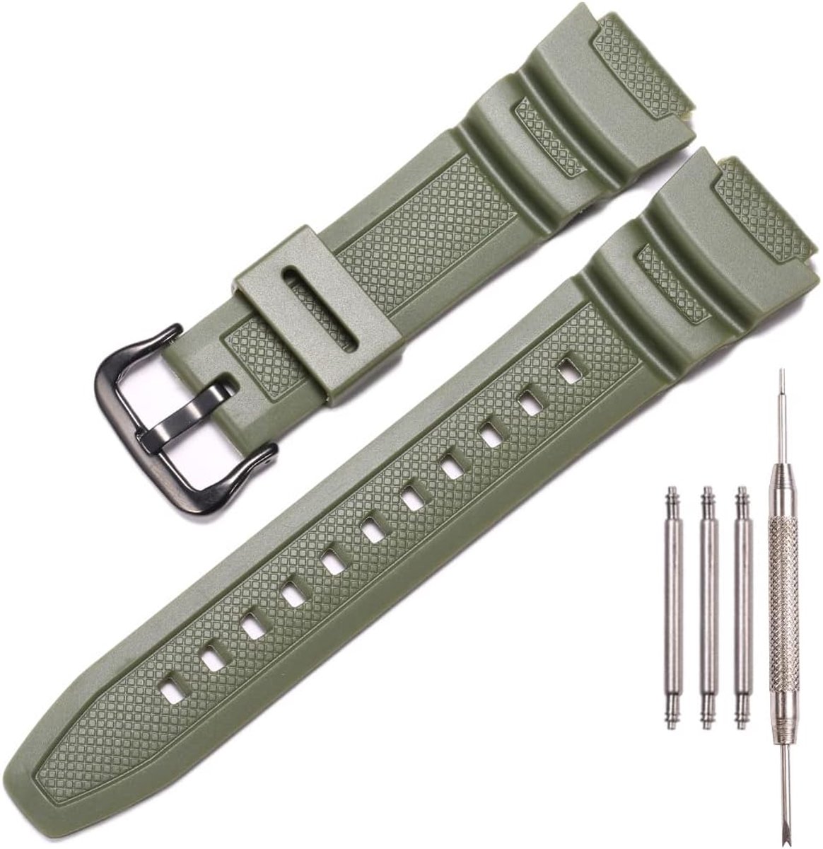 Horlogeband vervangingsband - waterdicht rubber - voor Casio AE1200WH, AE-1300WH en meer - comfortabele pasvorm - ShopVlot