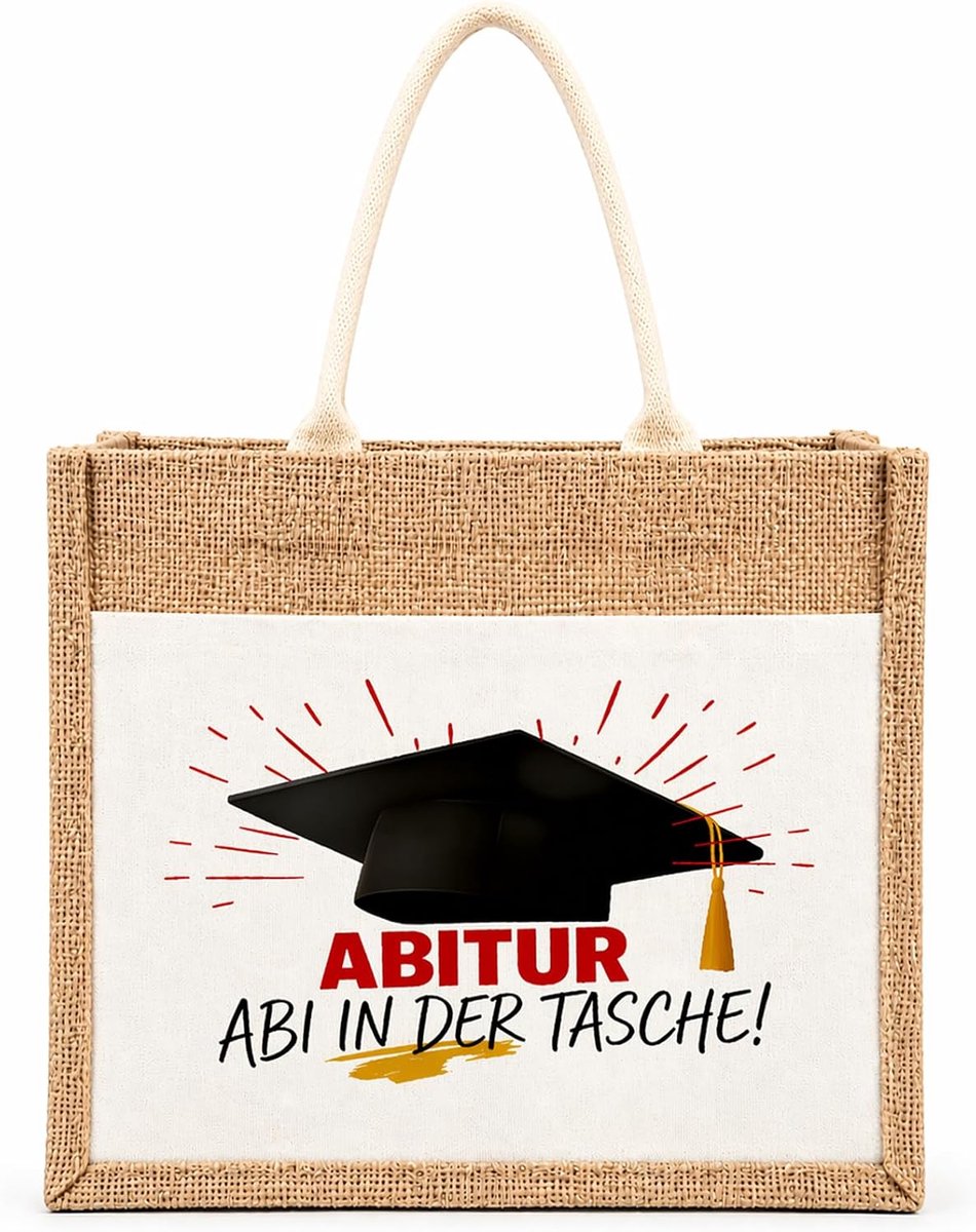 jute tas abitur cadeau - canvas draagtas - voor afstuderen en geslaagd examen - ideaal geschenk voor eindexamen 2026 - ShopVlot