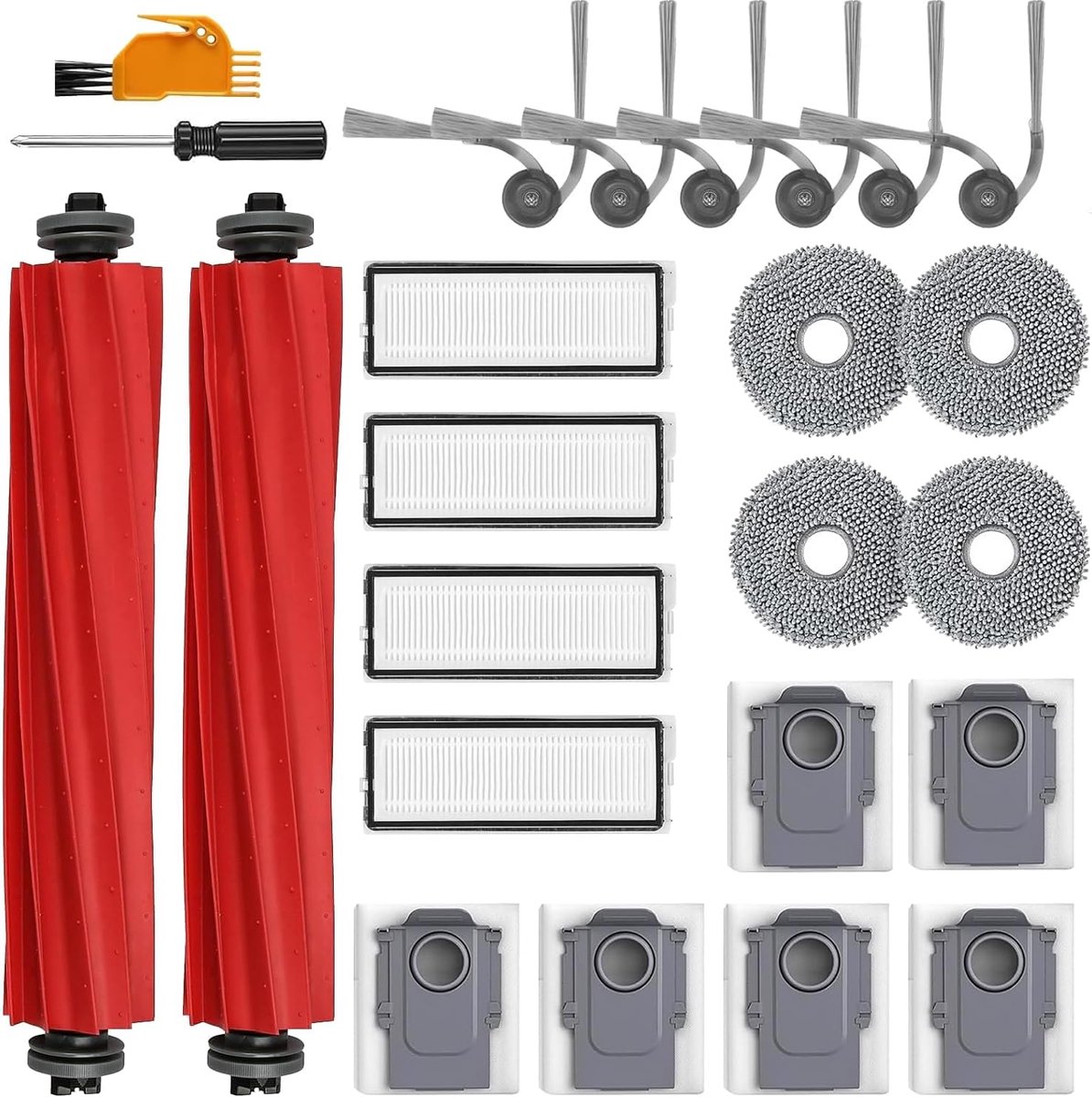 Vervangonderdelen set voor Roborock QV 35A / QV 35S / QR 798 / QR 598 - 24 stuks - Hoogwaardige kwaliteit - ShopVlot