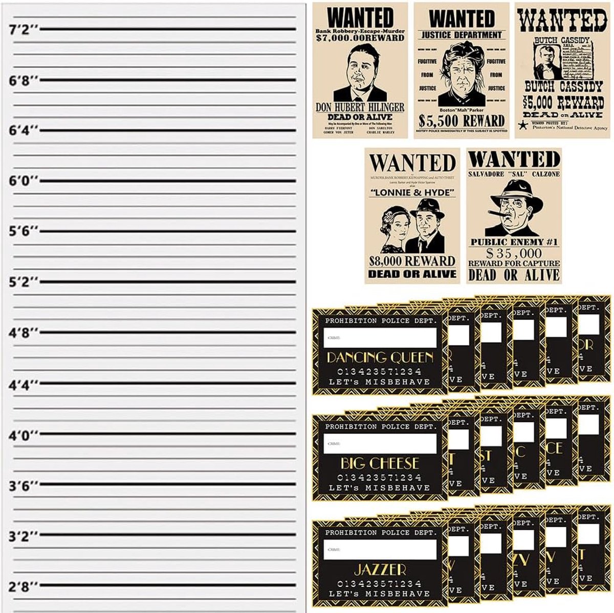 Mugshot Foto Props Set - 26 Stuks - Retro 1920s Thema - Perfect voor Feesten - ShopVlot