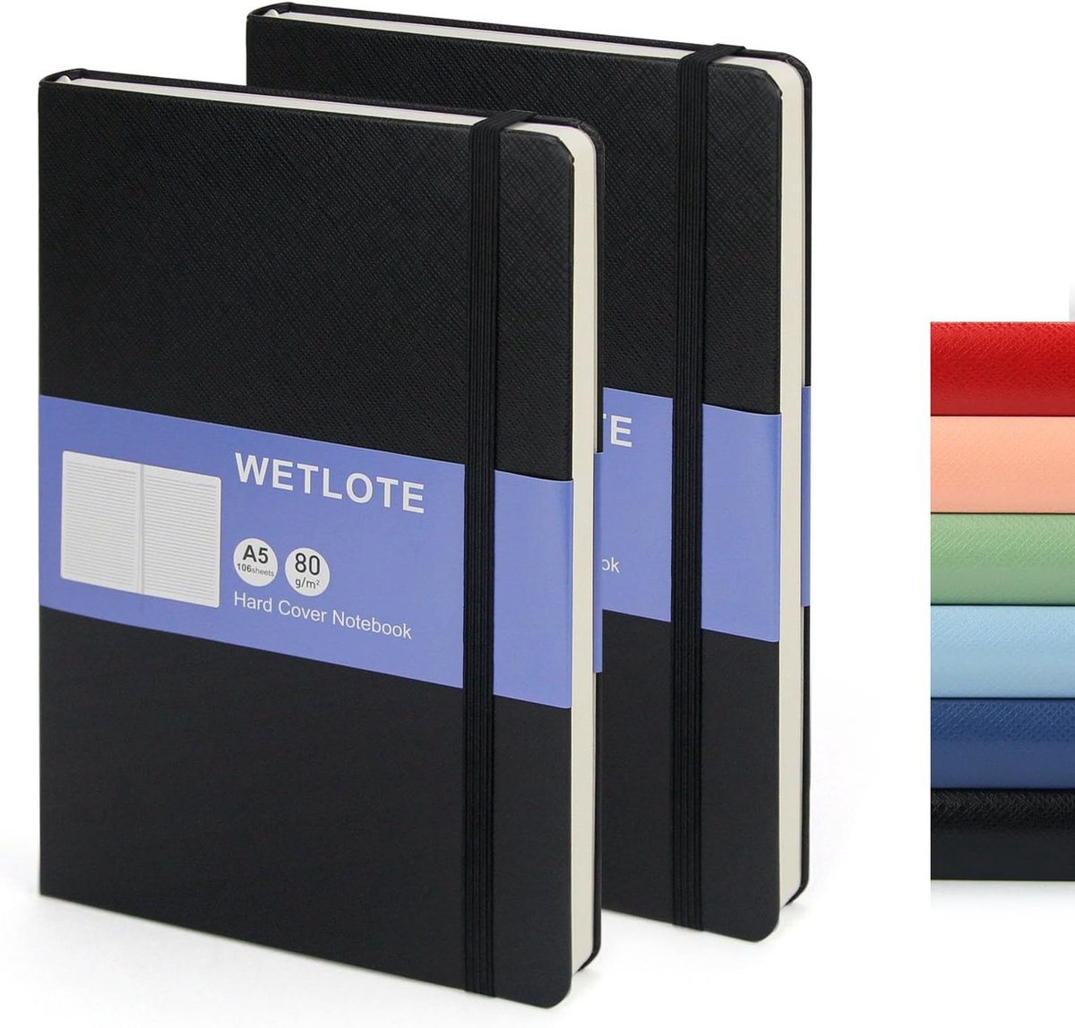 A5 hardcover notitieboek - 104 genummerde pagina's - elastische band en boekenlegger - ideaal voor school en werk - ShopVlot