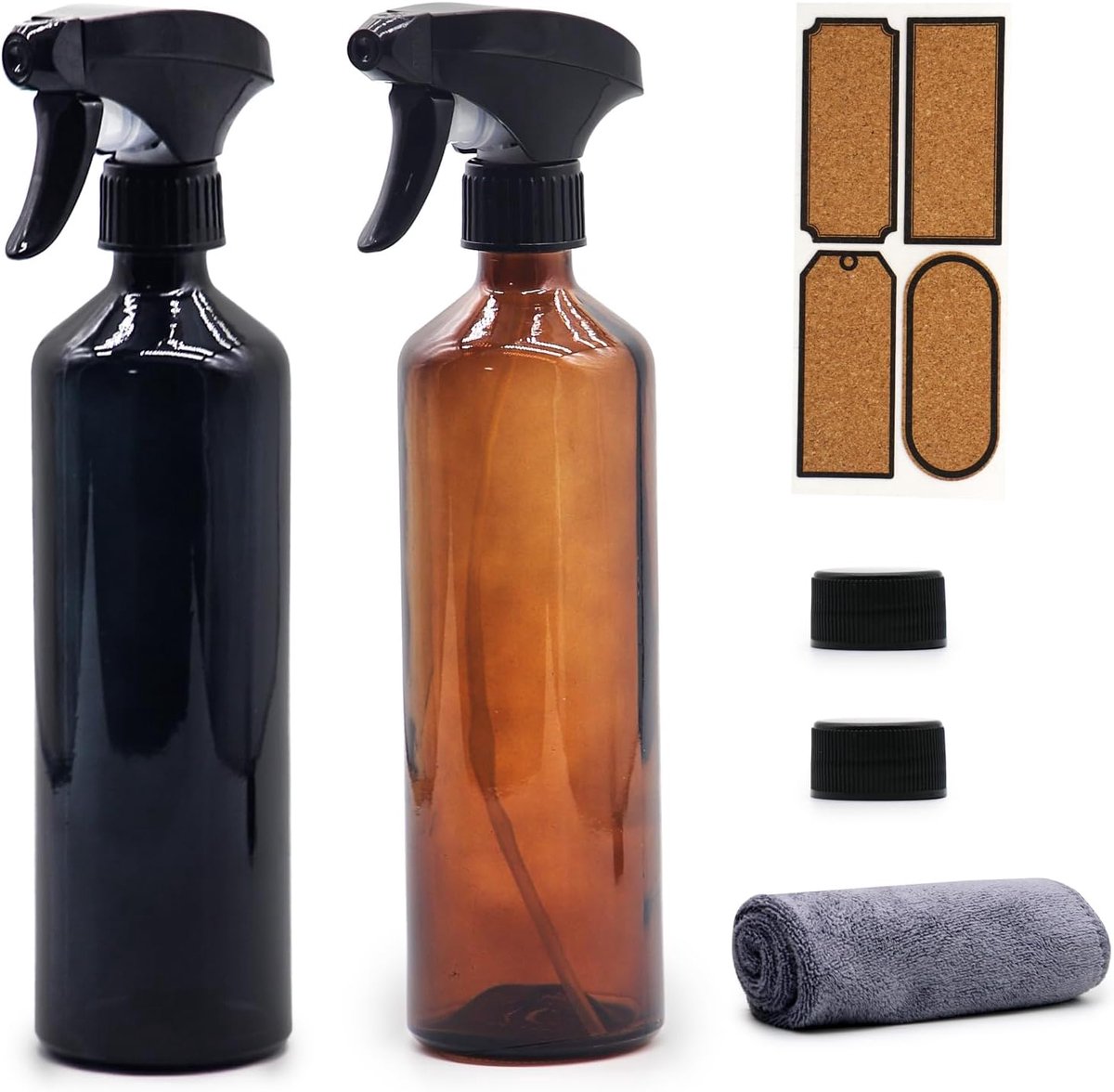 Sprayflessen set van 2 - glazen flessen - verstelbare nozzle - ideaal voor schoonmaken en tuinieren - ShopVlot