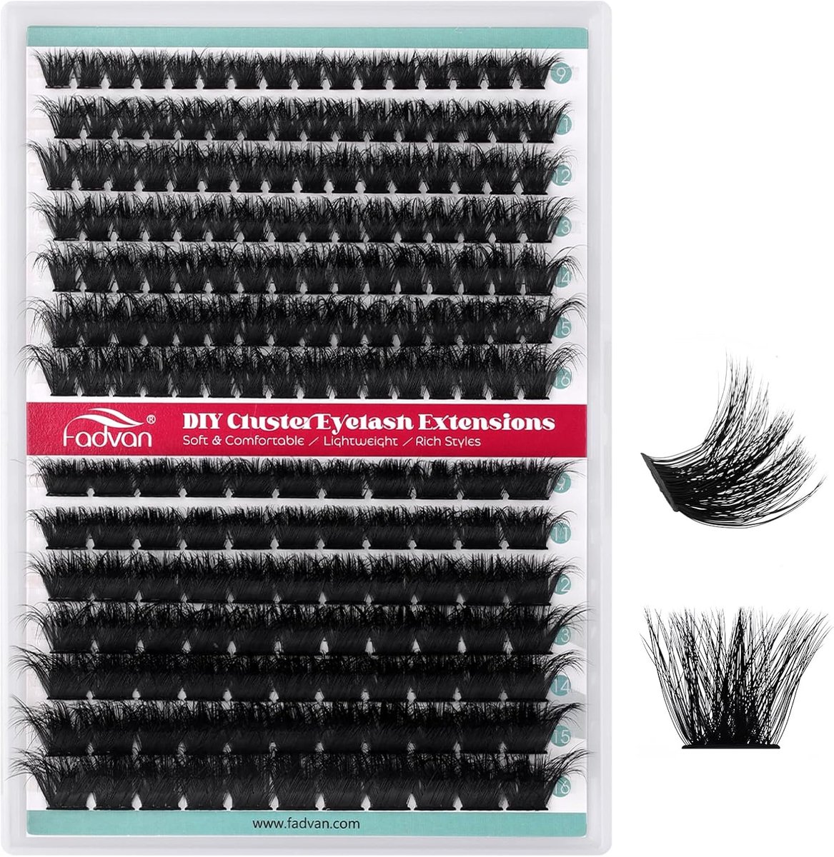 3D losse clusterwimpers 14 rijen - 0,07 dikte D Curl 9-16mm - natuurlijk volumineus - doe-het-zelf wimperverlenging - ShopVlot