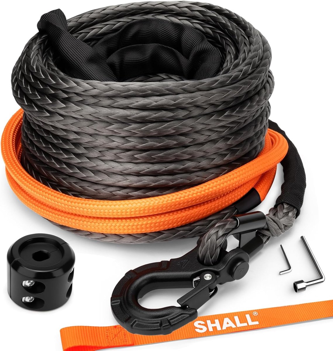 Synthetic winch rope 9mm x 28m - UHMWPE - 11.5 ton trekvermogen - ideaal voor zware ladingen - ShopVlot