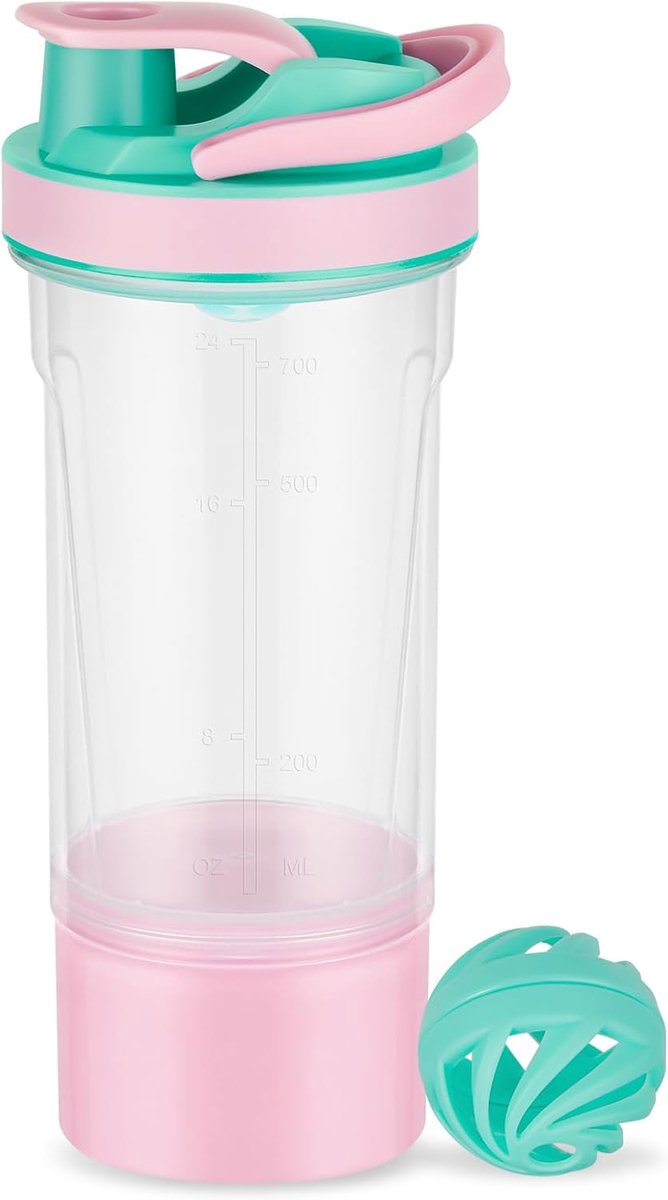 Eiwitshaker 700 ml - meisjesachtig roze en blauw - ideaal voor sporters - eenvoudig mee te nemen - ShopVlot