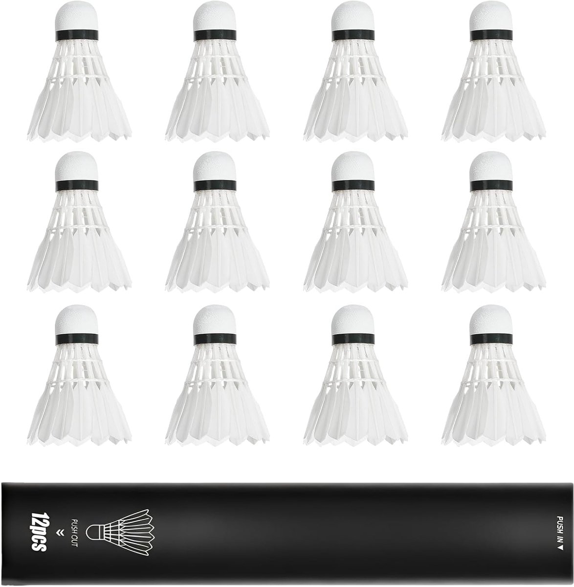 Badmintonballen 12 stuks - eendenveren - hoge stabiliteit - ideaal voor training - ShopVlot