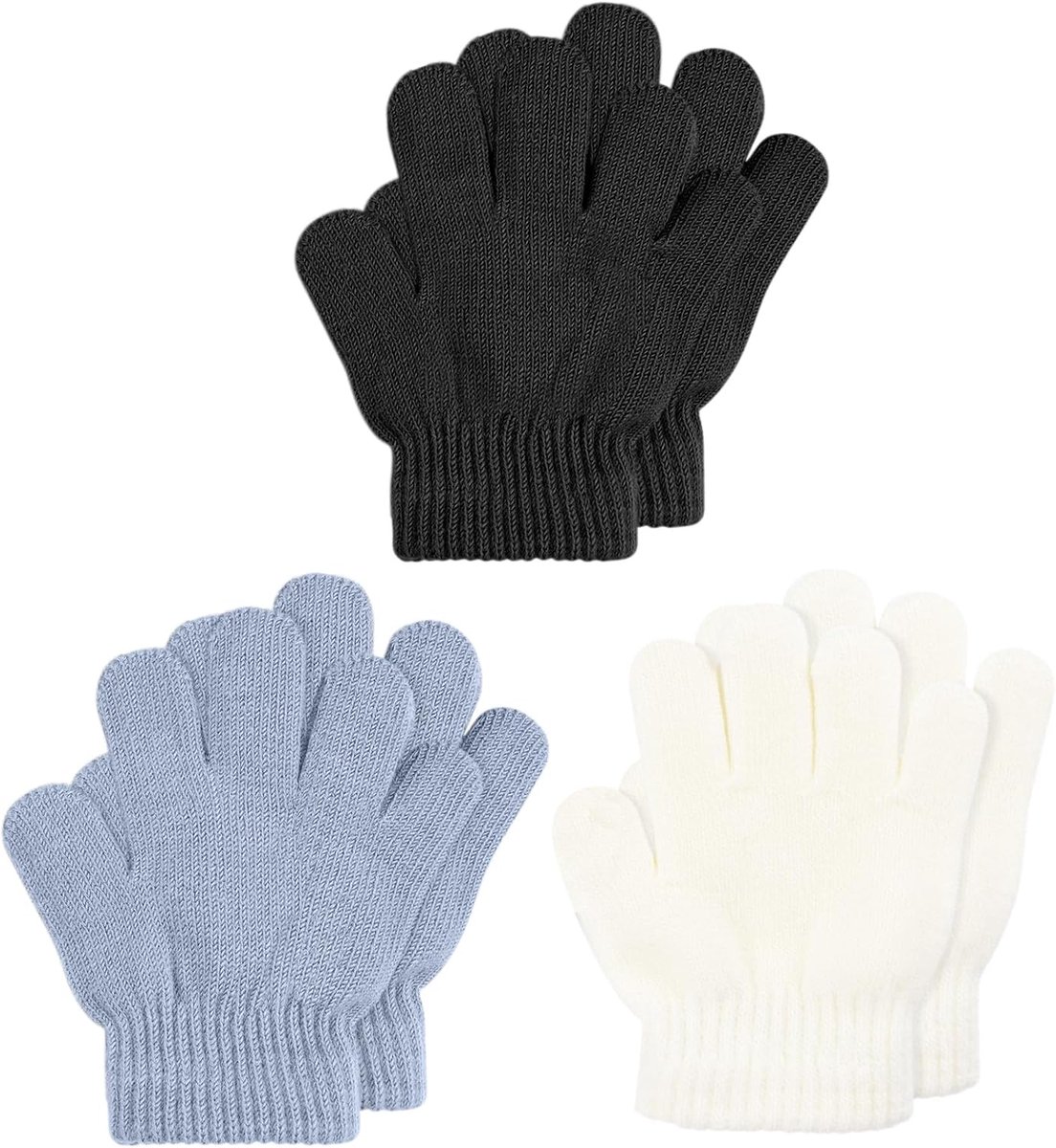 Kinderwinterhandschoenen 3 paar - gebreid - stretchy en warm - perfecte bescherming tegen de kou - ShopVlot