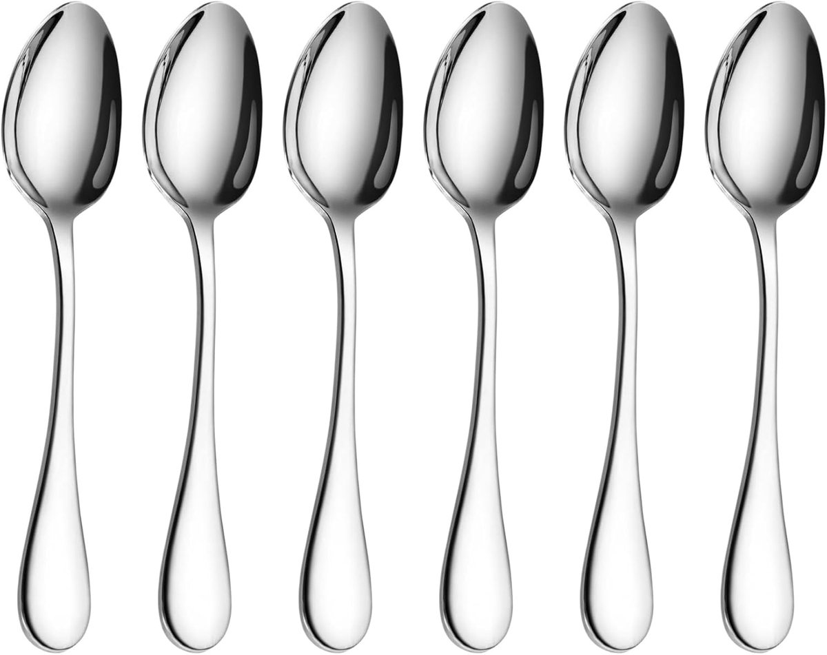 Dinlepel set van 6 - Rvs met spiegelafwerking - Eenvoudig en elegant ontwerp - Duurzaam en sterk - ShopVlot