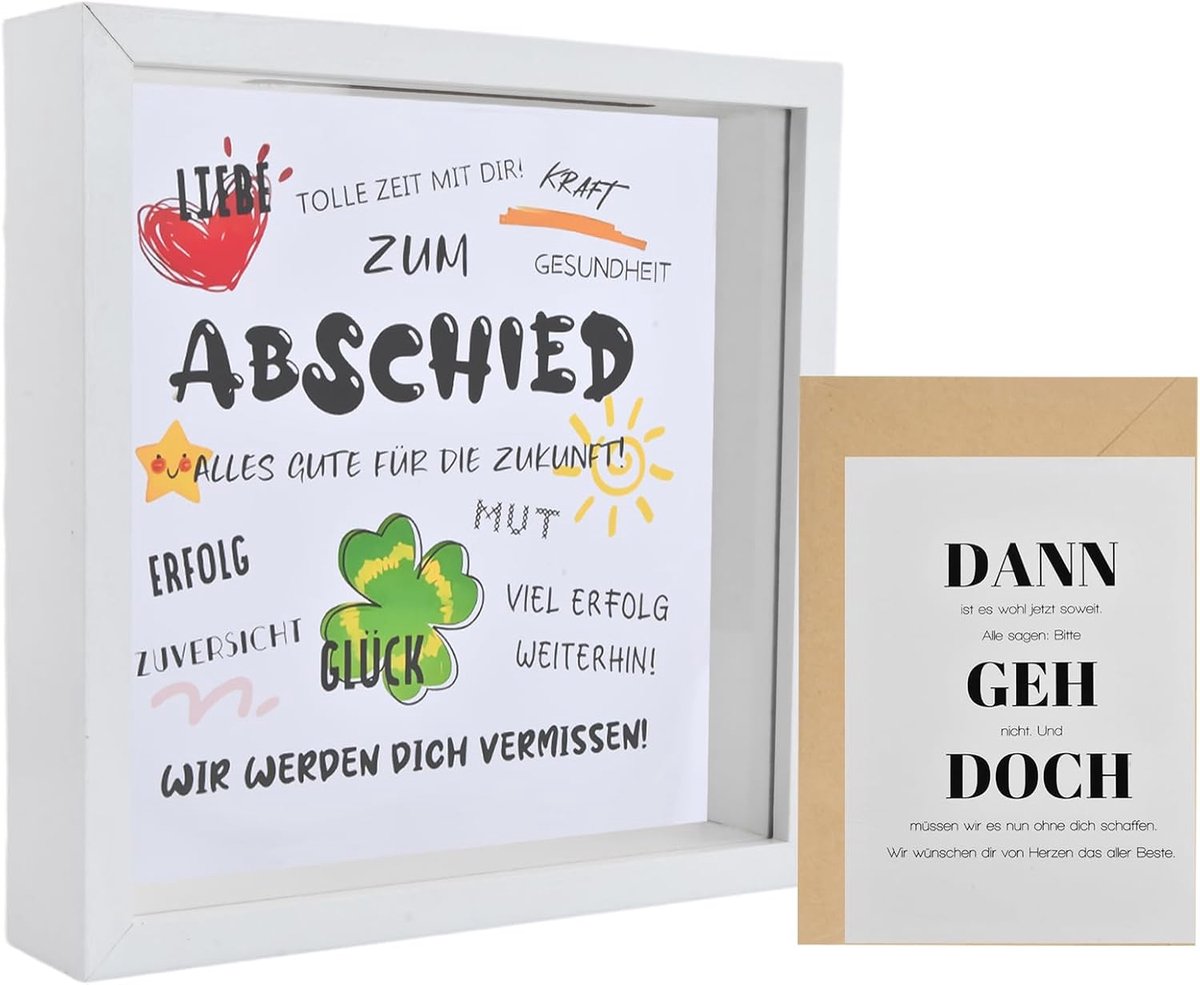 Fotolijst spaarpot hout - grappig afscheidscadeau - uniek design - voor collega's en baas - ShopVlot
