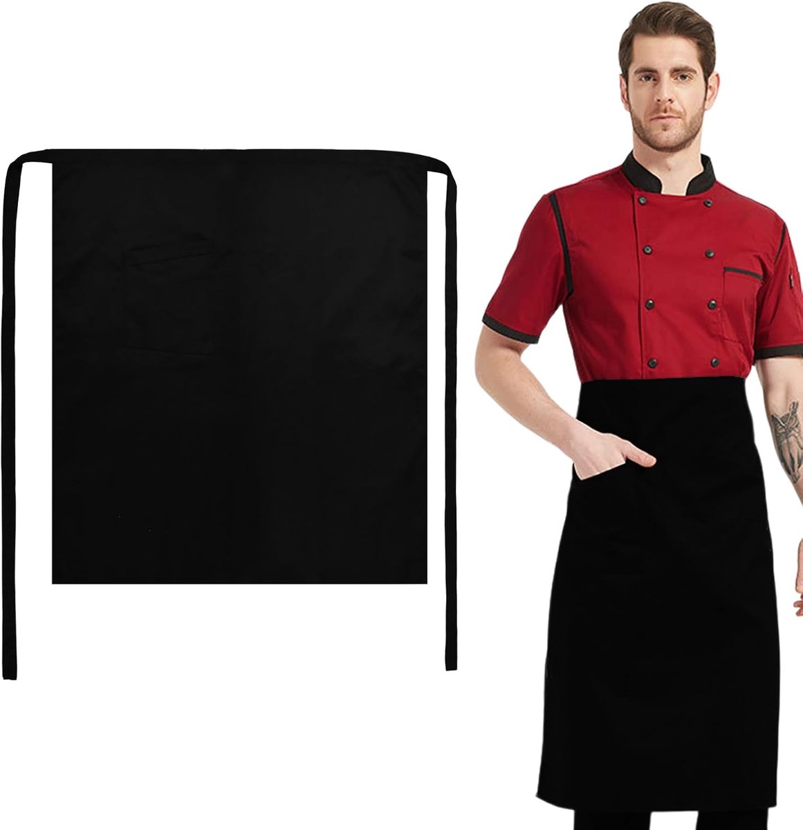 Schort 70 x 70 cm - Zwart - Met 1 Zak - Ideaal voor Koken - ShopVlot