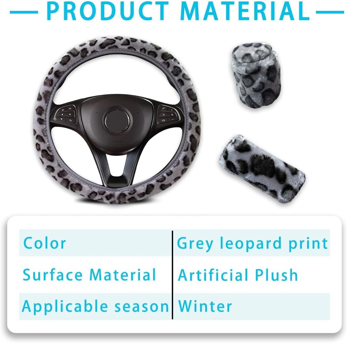 Stuurwielhoes set - Leopard pluche - Versiering voor auto - Comfortabel en stijlvol - ShopVlot