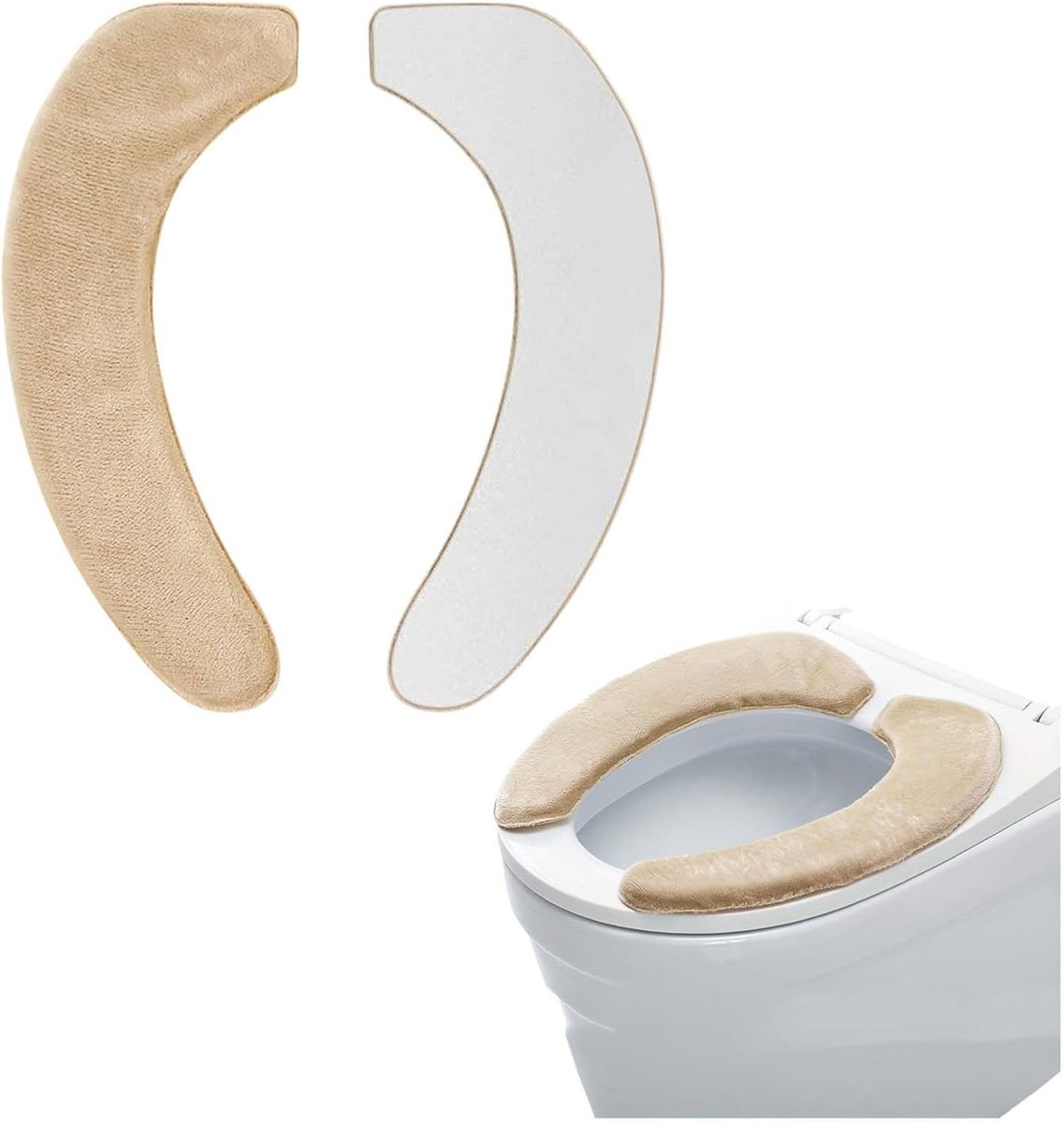 Toiletbrilhoes set van 2 - zelfklevend - Beige - warm toiletzitting voor comfort - ShopVlot