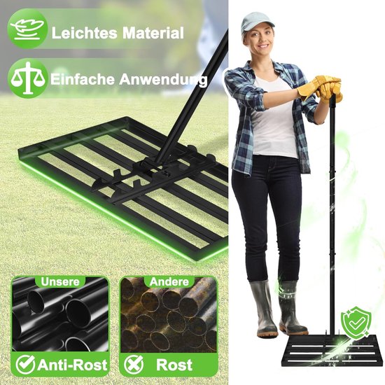 Lawn Leveling Rake rake voor het schuren, , levelingrak, gazon, golf, tuinggras, gereedschap, topdressing, oppervlak, leveler, tuin, achtertuin, gazon, 50 x 25 cm — afbeelding 4