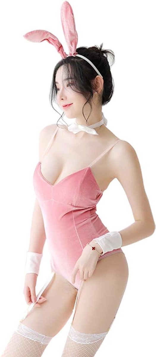 Konijntje lingerie dienstmeisje jurken konijn kostuum bodysuit dienstmeisje cosplay lingerie sexy (7072roze)