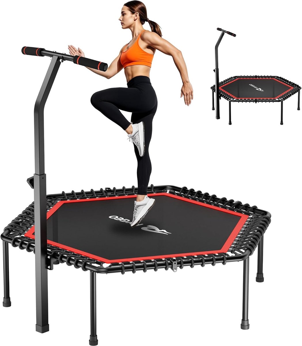 50 inch Mini Fitness Trampoline voor volwassenen - Indoor Rebounder met stevig frame, perfect voor Hoame-trainingen en oefeningen Max Limit 230 kg