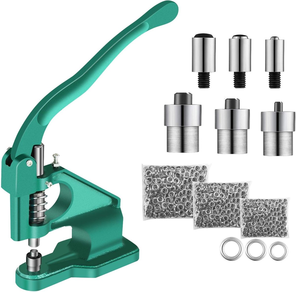 Machine Klinkhamer Professionele Machine, Handmatige Rekpers Hand Held Oogje Machine met 3 Dies en 1500 Stuks Oogjes 6/10/12mm