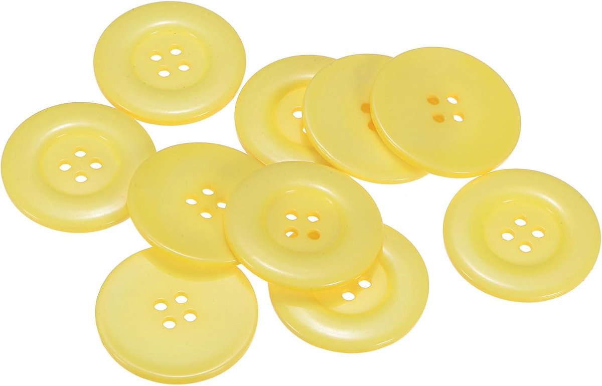 Knopen 1-1/2" (38mm) hars ronde platte 4-gaats ambachtelijke knopen voor het naaien van kleding en doe-het-zelf, lichtgeel