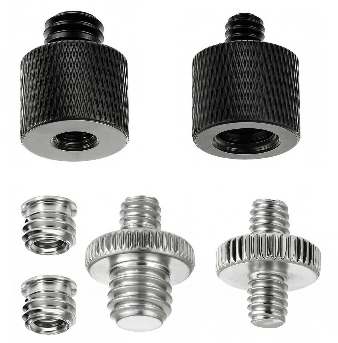 6-delige set statiefschroefadapters, 1/4- naar 3/8-inch schroefdraadadapters en metalen cameraschroeven voor camera-, microfoon- en lampstatieven