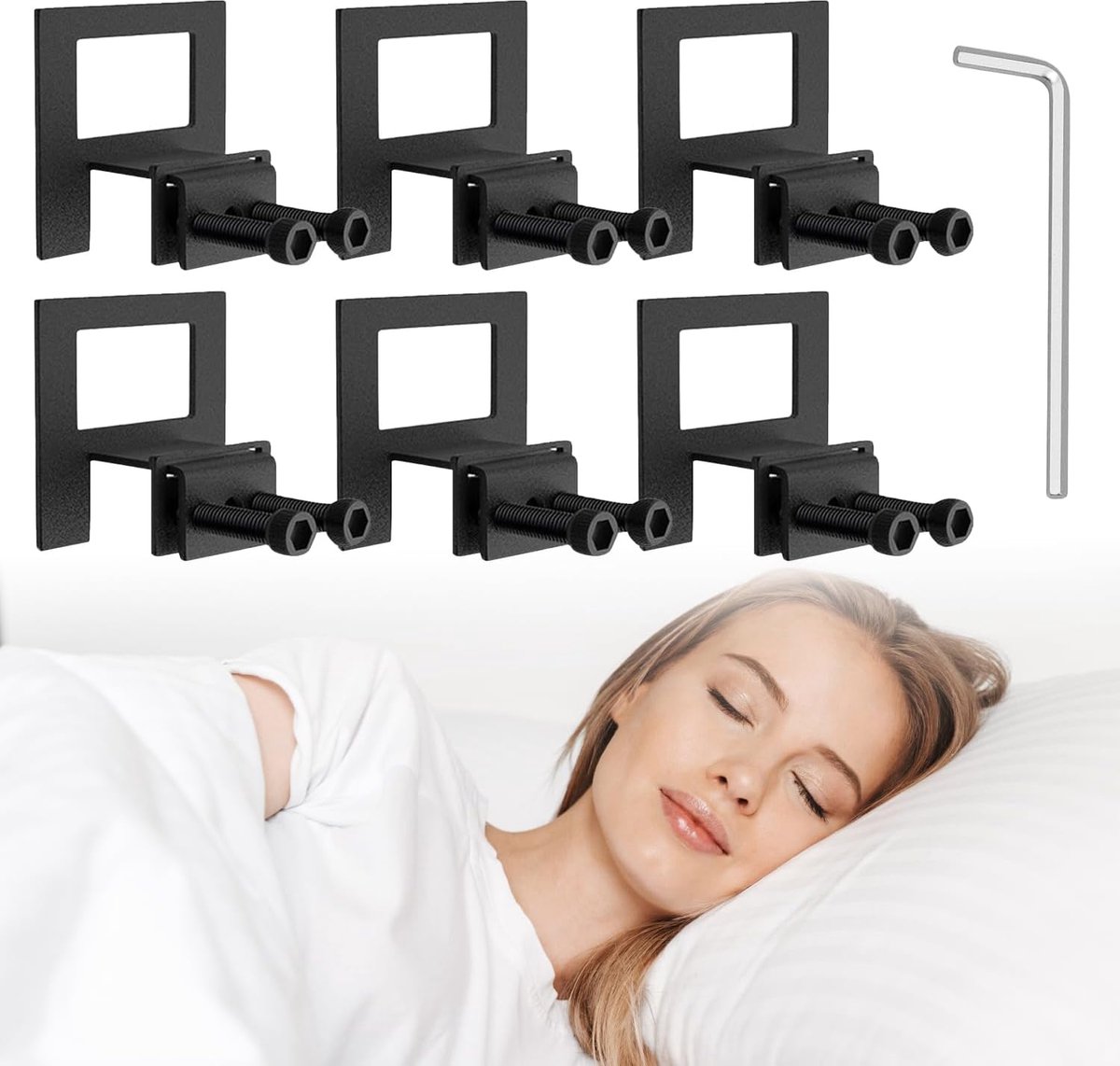 6 stuks antislip matrashouders voor metalen bedframe, zwarte matrassen, grijper, verstelbare stopper
