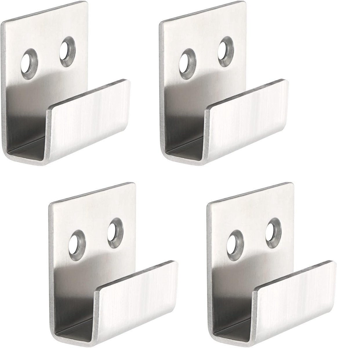 Zware haken roestvrij staal Keramische Tegel Display Beugel, U-hoekbeugel, Spiegel Clips, Fotohaken Geborsteld, 10 mm breedte, 4stuks, EJX2010LS-4P | Robuuste spiegelhouder van roestvrij staal, bevestiging voor frame