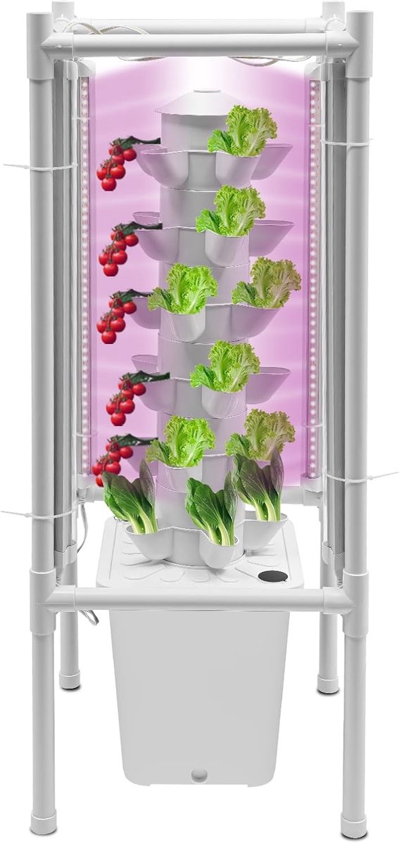 Kweeksysteem kit 30 potten Verticale binnentuin planter gereedschap Smart hydroponisch tuiniersysteem Groente kweeksysteem kit met LED groeilicht (Wit)