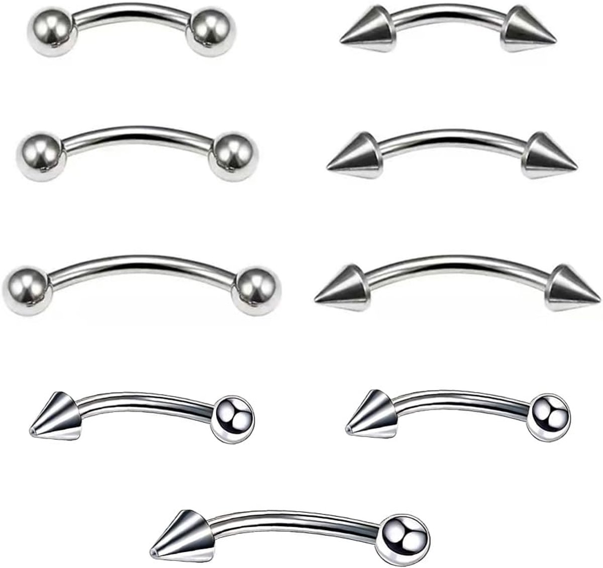 Barbells voor Wenkbrauw Lip Daith Rook Helix Septum Bridge Belly Bar Piercing 16G Rvs 6mm 8mm 10mm
