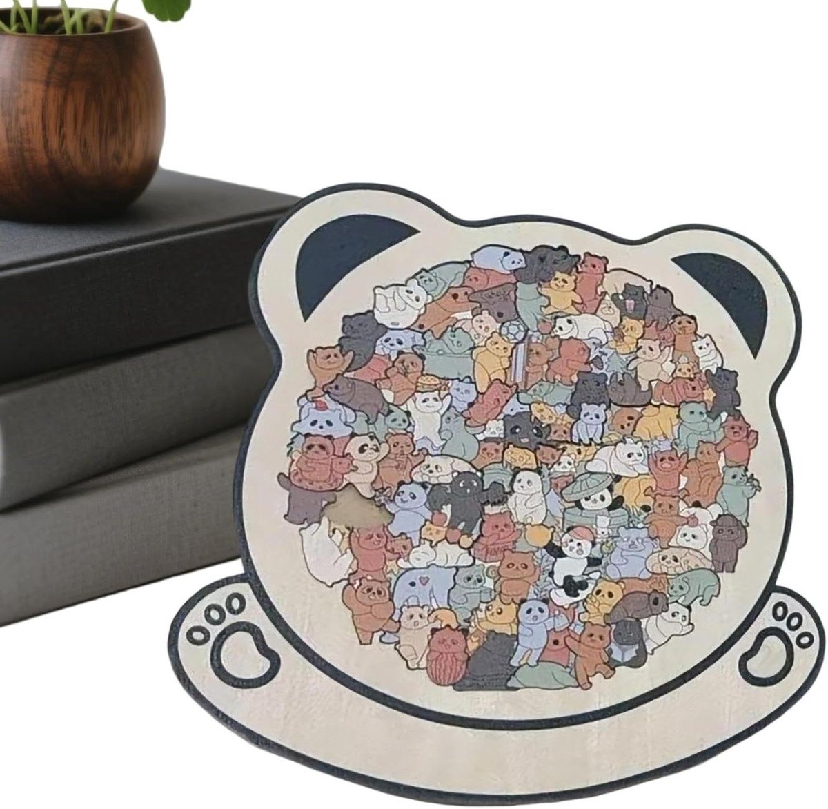 Houten Puzzel Dier - Puzzel Spel - Familie Ontspanning - Onregelmatige Stukjes - 31 x 22 cm - Houtkleur