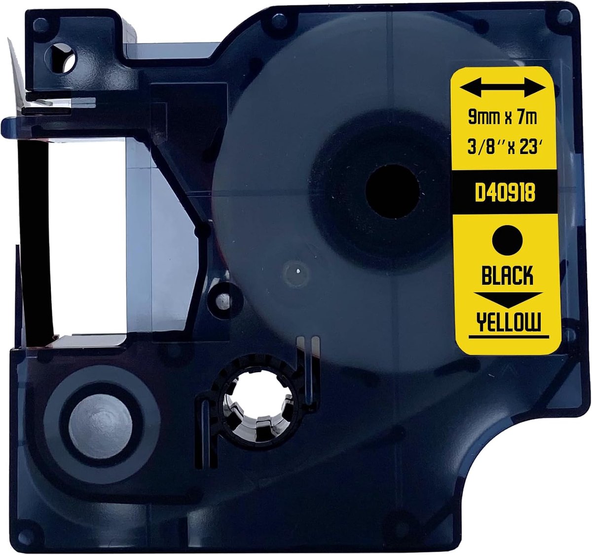 Label tape 9mm - zwart op geel - permanente hechting - geschikt voor Dymo - SnelShoppen