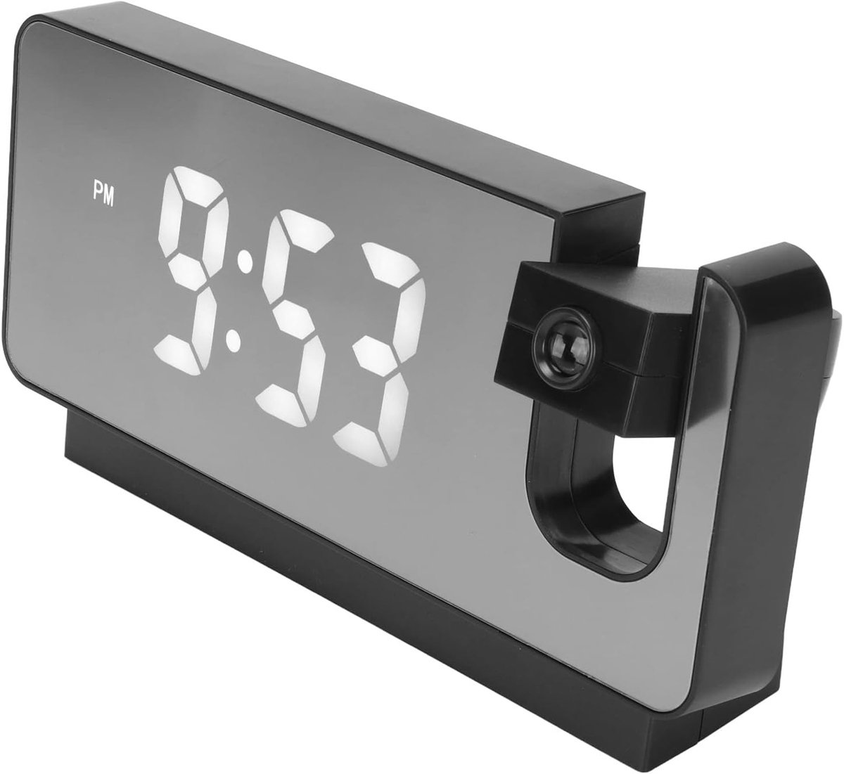 Projectiewekker voor Slaapkamer, 180 ° Projector Digitale Wekker met Groot LED-scherm, Digitale Klok HD LED-wekker met Tijd Datum Temperatuurklok voor Zware Slapers (Zwart)