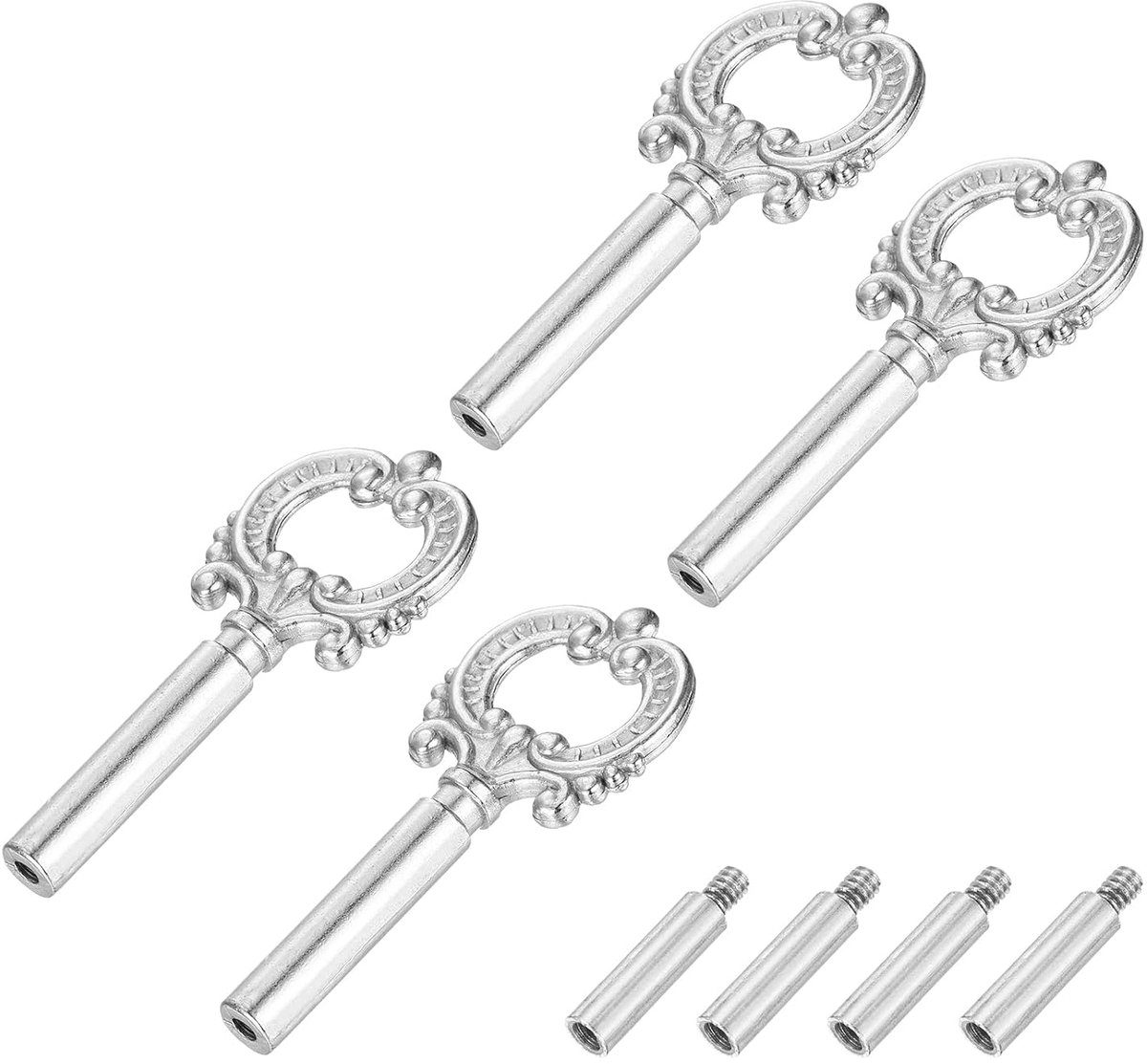 4 stuks lamp-draaiknop aan/uit lampschakelaar vervanging messing lichtschakelaar knop lampschakelaar verlenging 51,5 mm lengte voor lampfitting, zilver