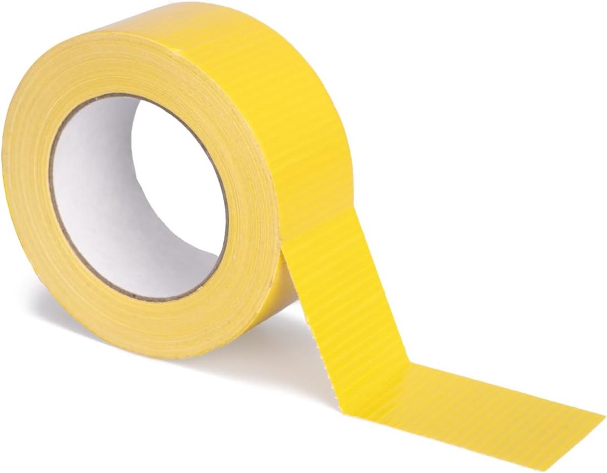Verpacking Gaffa-tape, premium textieltape, geel, 50 m x 48 mm, pantsertape, reparatietape, hoge kleefkracht, met natuurlijke rubberen lijm