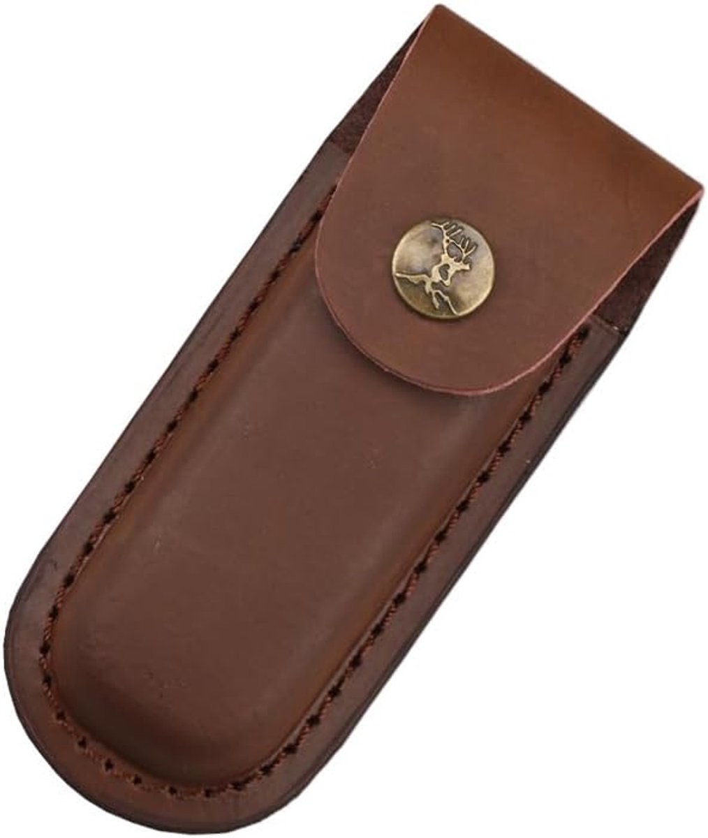 Leer, klapmessenetui, holster, handgemaakte lederen schede, opvouwbare zakmeshoes, zakmestas, voor jacht, camping, Brons., modern