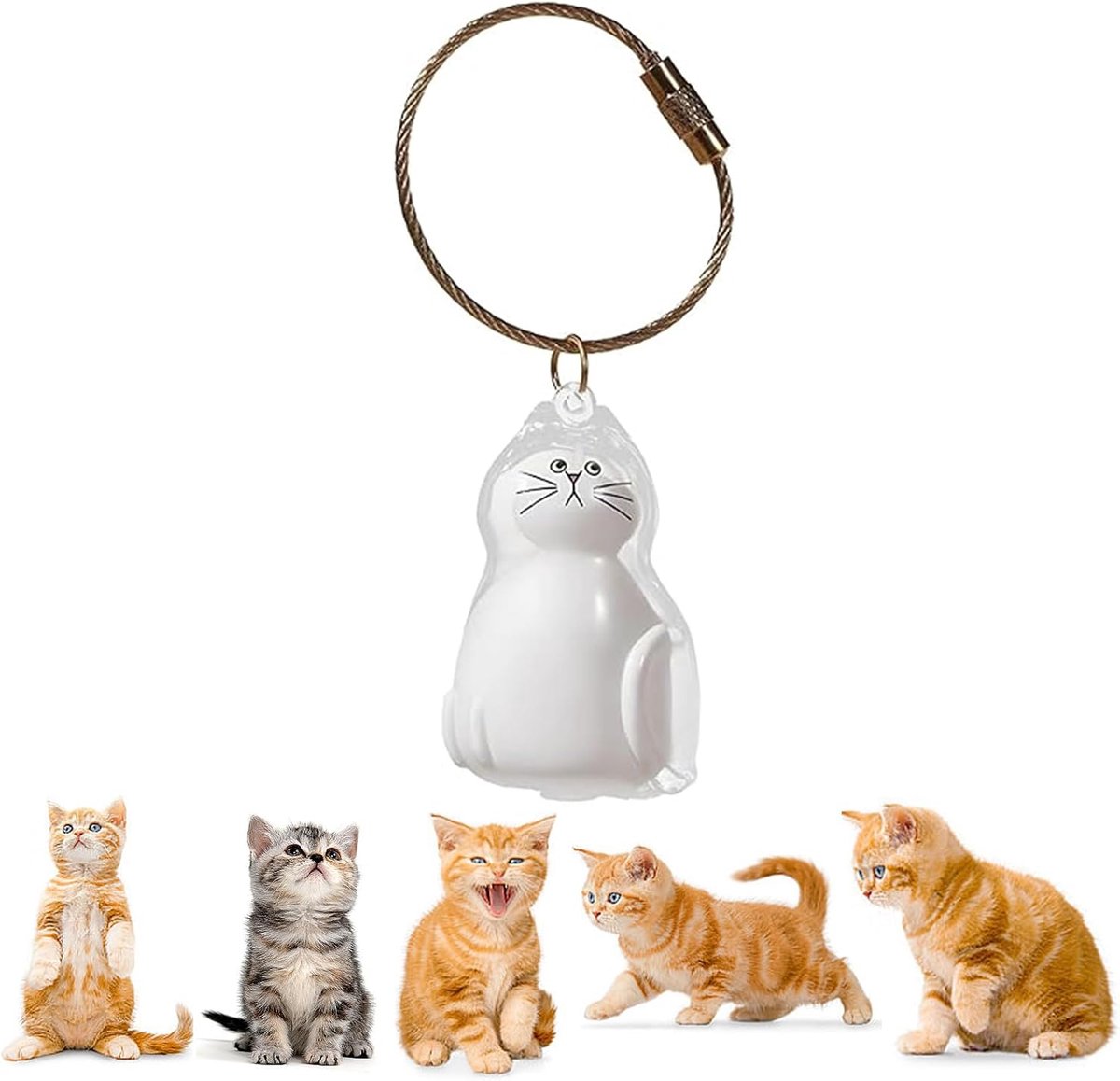 Herinneringscapsules voor kattenhaar sleutelbos, Transparante kattenhaar-opbergdoos, Huisdierenhaar herinneringsdoos voor het verzamelen van dierenharen (E)