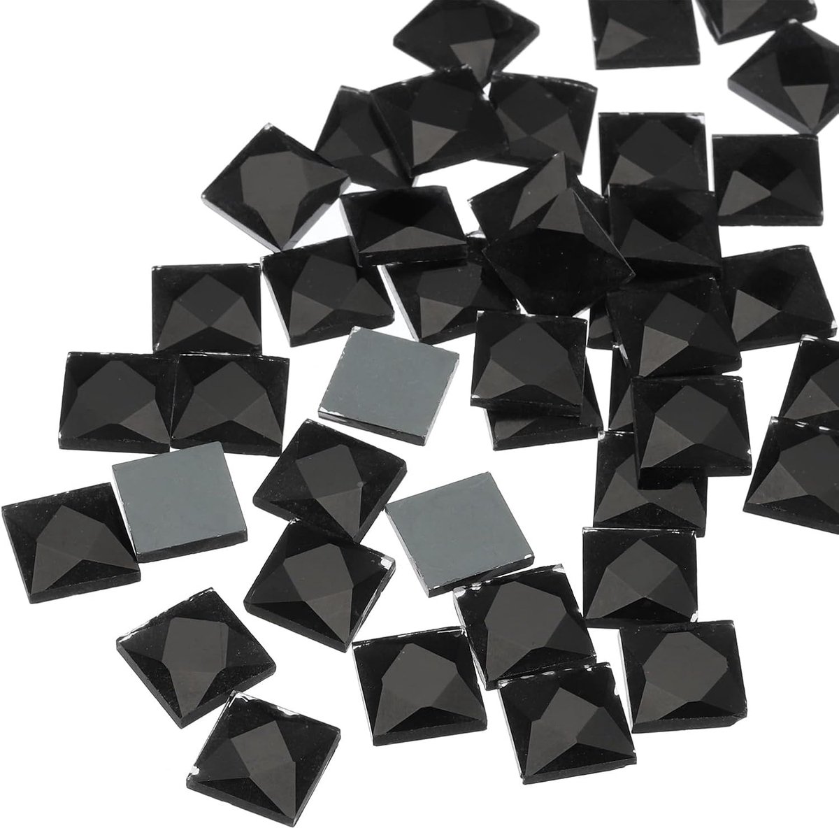 50 stuks acryl strass-steentjes met platte achterkant, 12 mm, vierkant, kunstmatige edelsteen om te knutselen, make-up, modesieraden, sieraden maken, zwart