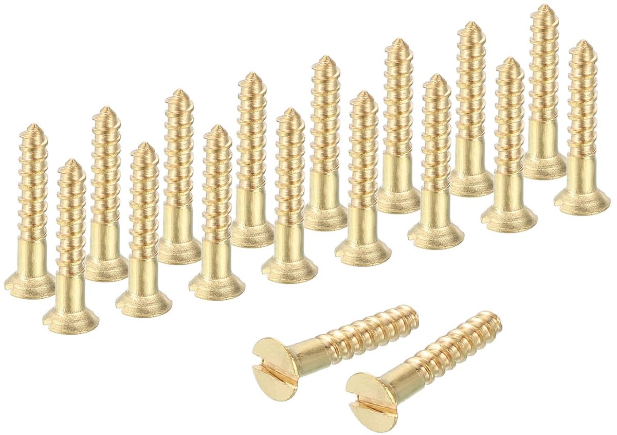 Houten schroeven M2 x 12 mm zelftappende platte kop messing sleuf voor metaal snelle zelftappende schroeven voor meubels houtbewerking verpakking van 38