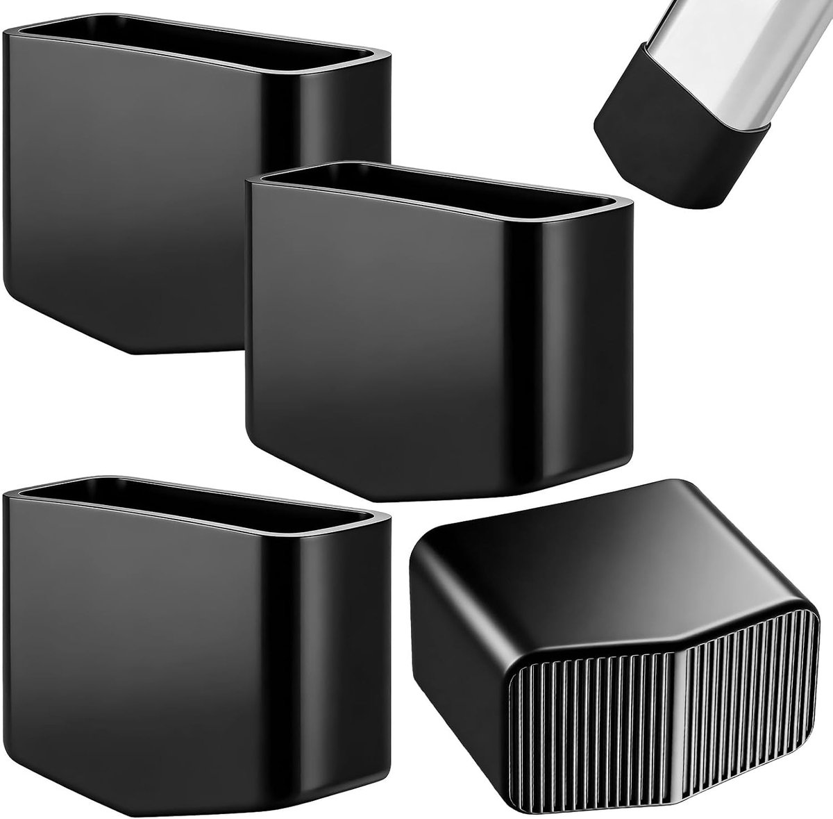 Set van 4 laddervoetjes, universele antislip laddervoetjes, rubberen voetdoppen, 40 x 20 mm, TPU, uv-bestendig, antislip, rubberen laddervoetjes, voor thuiswerknemers, klapladder (zwart)