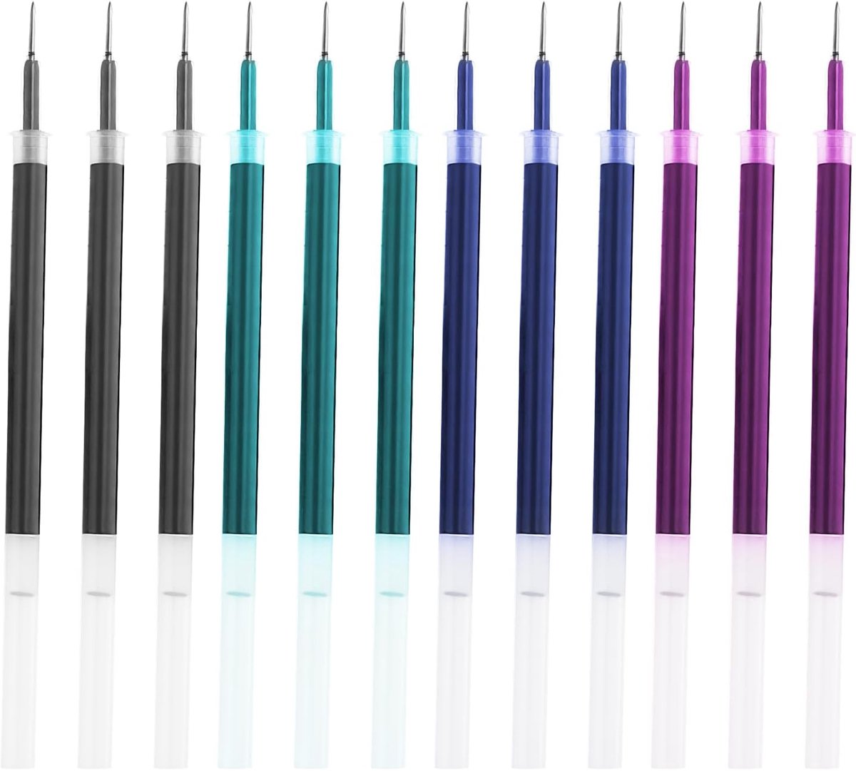compatibel met bindingen [3 blauw, 3 groen, 3 zwart, 3 paars], uitwisbare vulpenvullingen, vervanging voor uitwisbare pennen, gemakkelijk te wissen