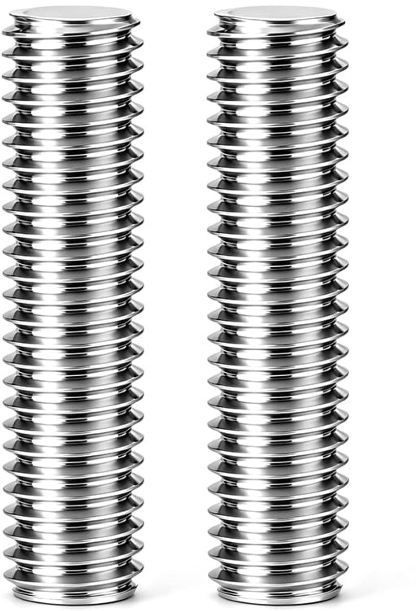 M10 x 100 mm, roestvrij staal 304 (M8 x 100) | 2 rechte schroefdraadstangen voor ankers, klemmen, ophangen, U, corrosiebestendig, ideaal voor bouw/machines.