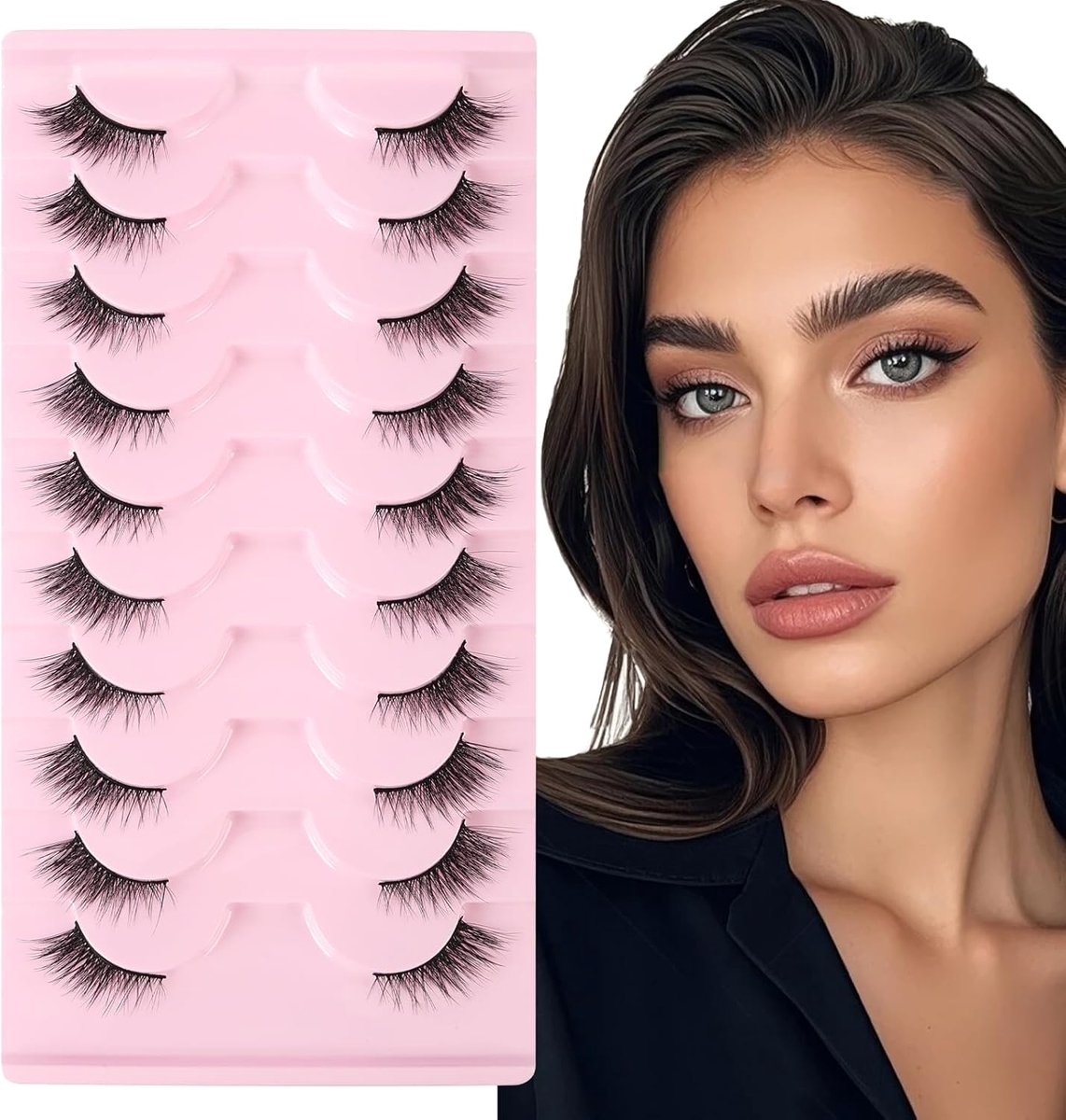 Valse wimpers, wimperverlenging, set, doe-het-zelf clusterwimpers, natuurlijke Wispy Lashes, Cat Eye natuurlijke look, herbruikbare korte kunstwimpers voor optredens, dagelijks