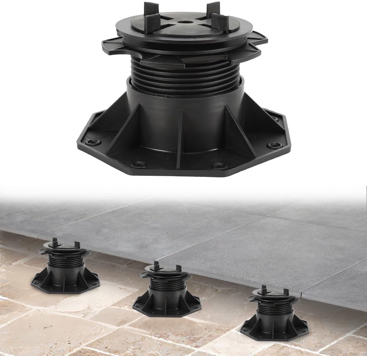 50 stuks in hoogte verstelbaar, 70-145 mm terraslager, hellingshoek verstelbaar, poten verstelbaar, platlager voor stenen platen, terrasplaten tegels, draagvermogen van 300-680 kg