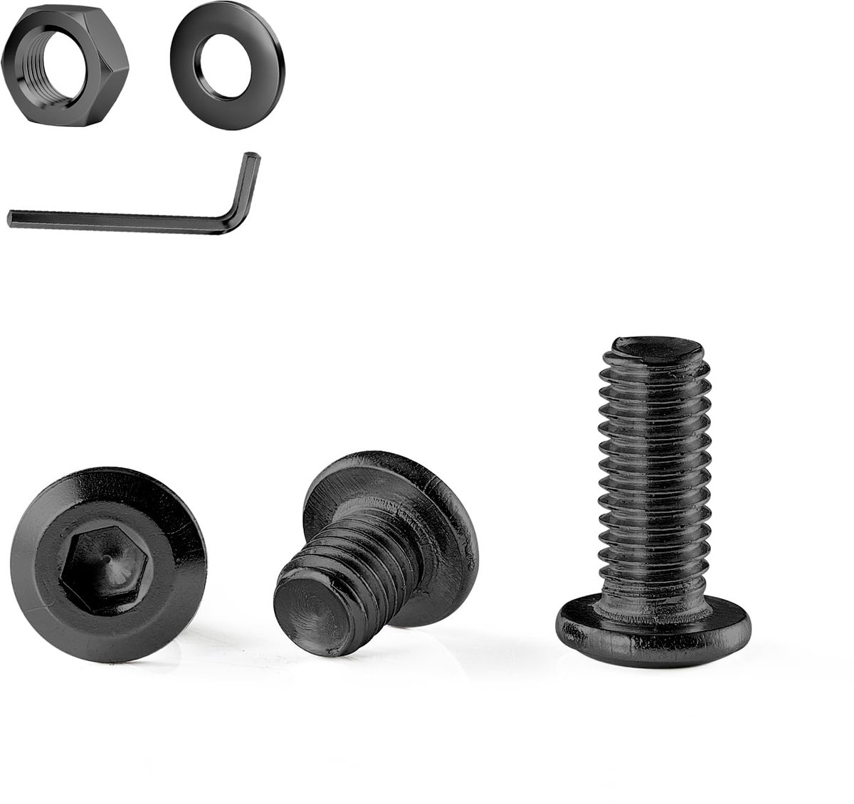 x 12 mm 20 stuks platte kopschroeven met binnenzeskant roestvrij staal A2 V2A volledige schroefdraad zwart oxide met zeskantsleutel