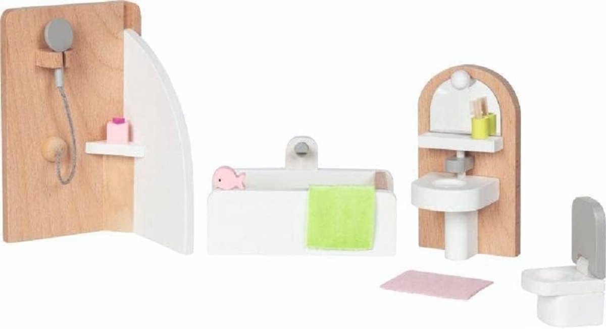 Style, Badezimmer: Badewanne:11,2x6,2x6cm,10-teilig,Buchenholz/Stoff,pro Set