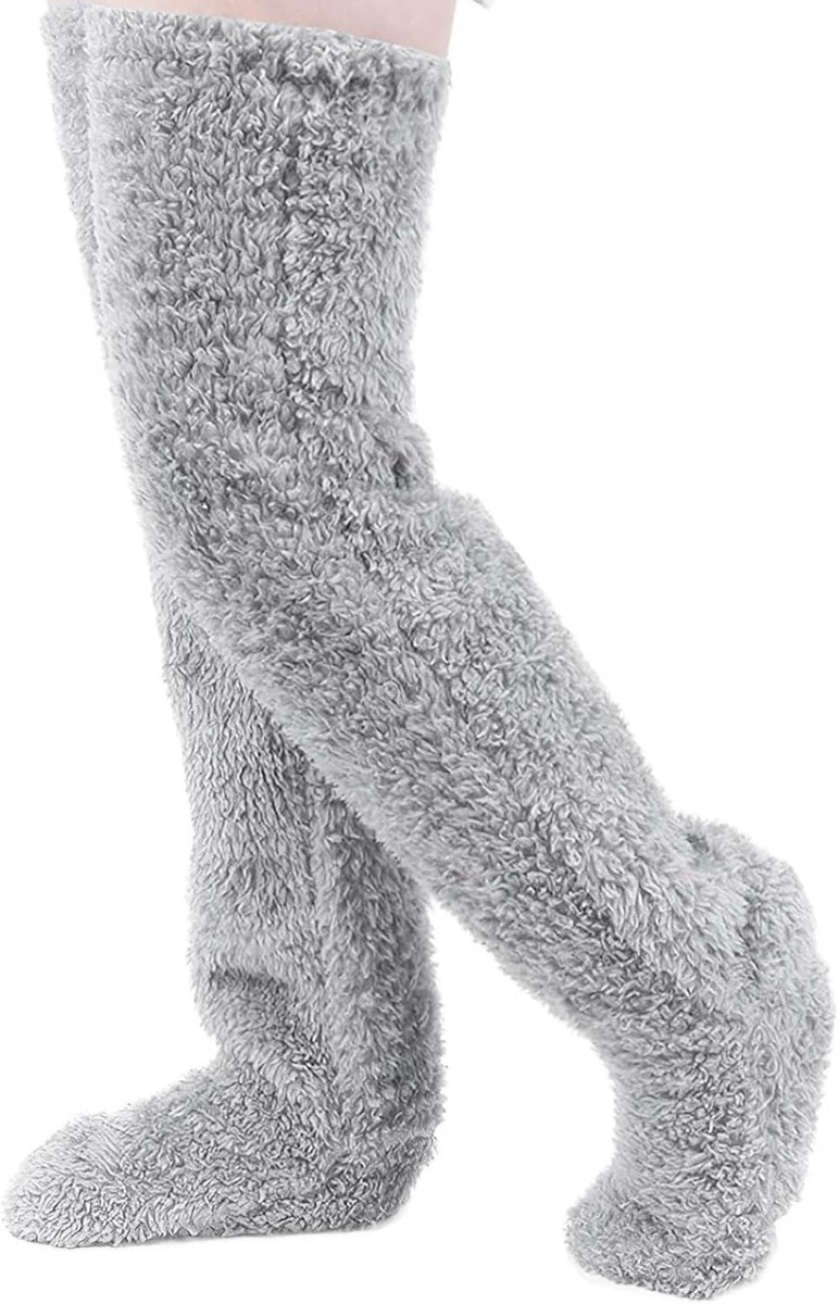 Pluche overknee-sokken, wollig, pluche overknee-sokken, knuffelsokken voor dames, winter, warme sokken, wintersokken, kniekousen, sokken voor slapen thuis