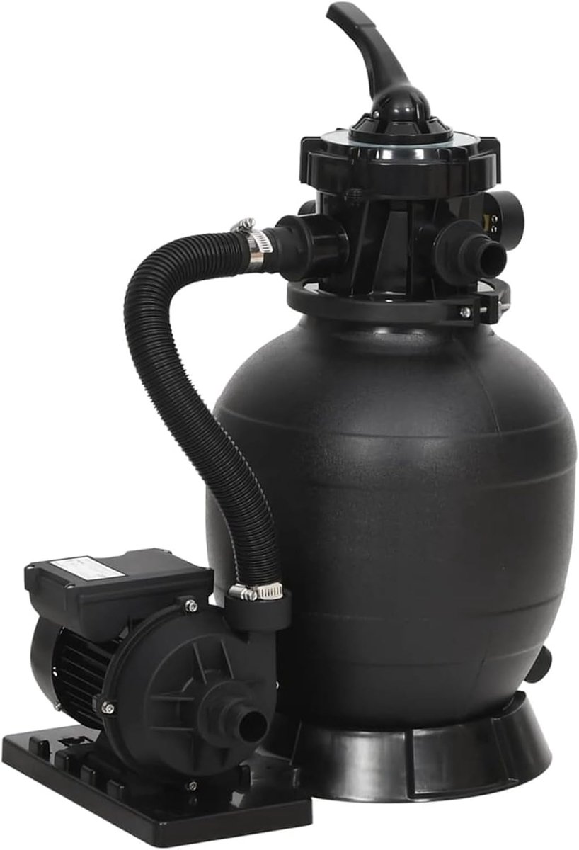 Zandfilter voor zwembad met 6-wegventiel, zwart, meubels voor huis, binnen, buiten, woonkamer, slaapkamer