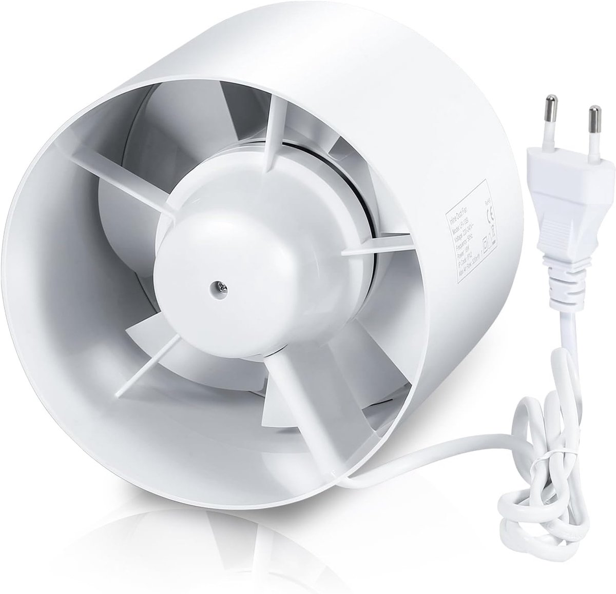 100 mm, met terugslagklep, stille badkamerventilator voor badkamer, keuken, garage, 130 m³/uur luchtafvoer, energiebesparend en efficiënt