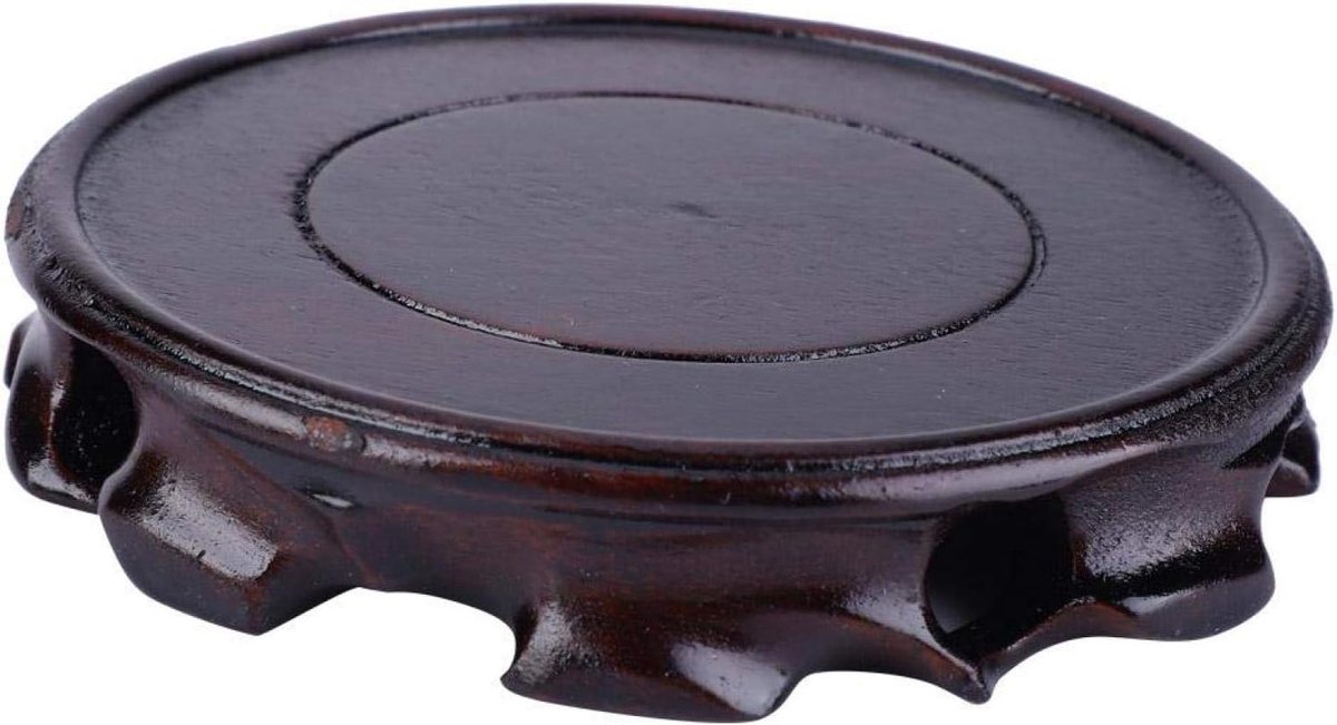 multifunctionele retro ronde vaasbasis, Blackwood ronde massief houten basis steen ornament houten beugel kleine bonsai voetstuk, theepot basis oosterse displaystandaard (1 #)