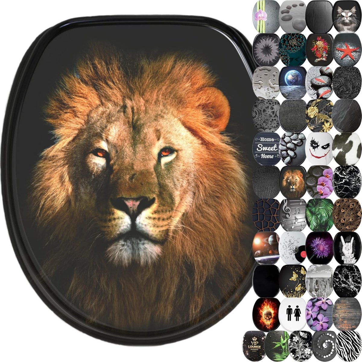 WC-bril met soft closing-mechanisme & snelsluiting, toiletbril afneembaar met één druk op de knop, eenvoudige montage langs boven (Leeuw)
