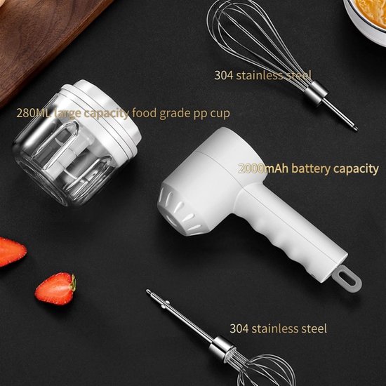 Draadloze Garde - Mini Mixer Elektrisch - Keuken Assistent - 3 Snelheden Instelbaar - USB Oplaadbaar - Roze — afbeelding 2