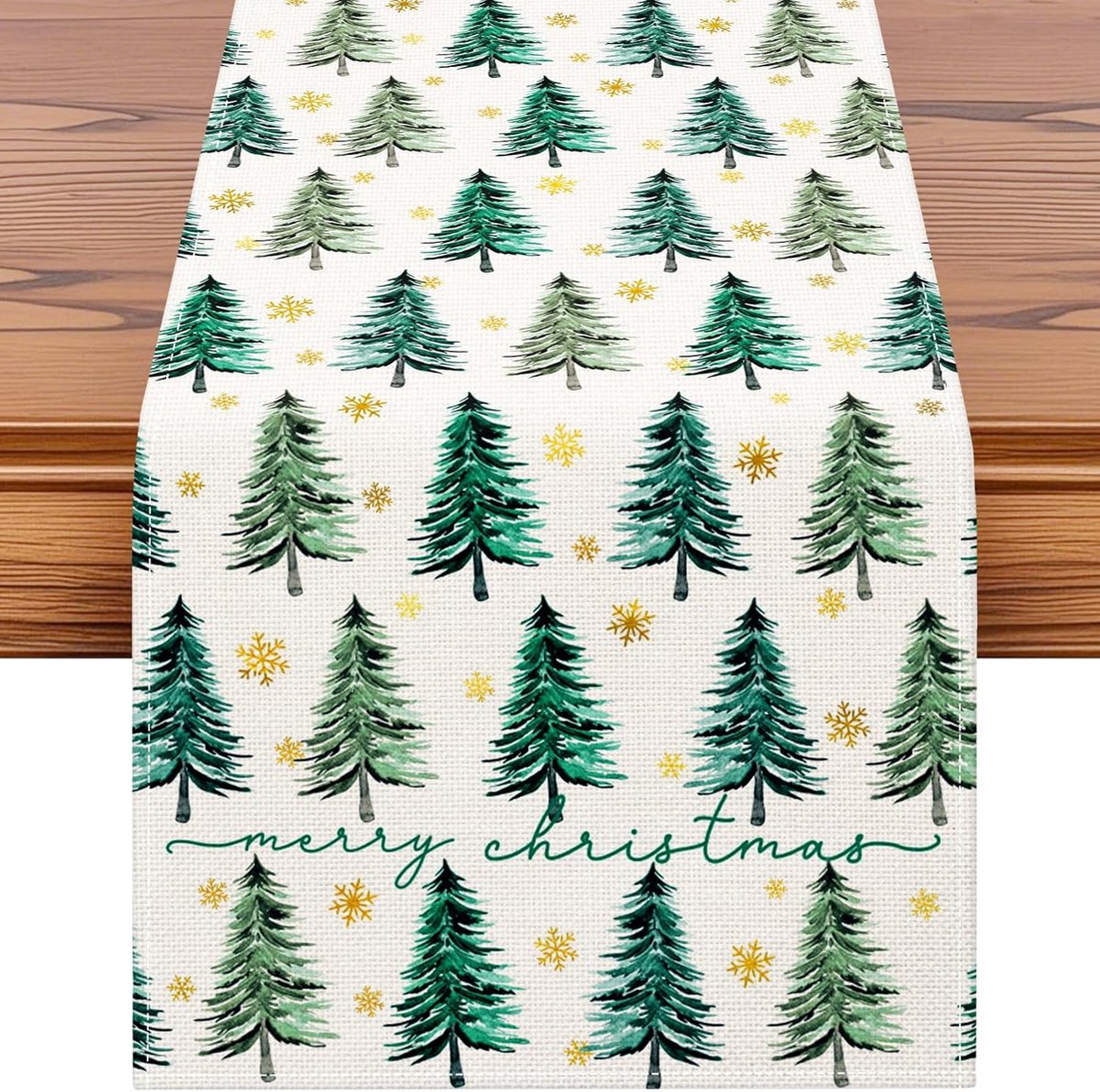 Gouden Sneeuwvlok Kerstboom Vrolijk Kerstfeest Tafelloper, Kerst Seizoensgebonden Winter Vakantie Keuken Eettafel Decoratie voor Thuisfeest Decor 40x140cm