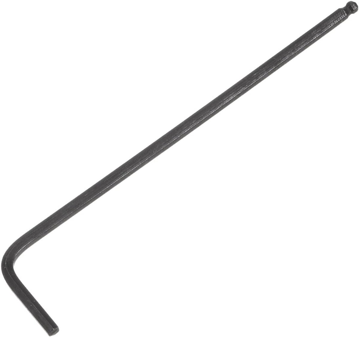 sourcing map 3/32 inch kogel uiteinde zeskant sleutel L-vormige lange arm CR-V reparatiegereedschap zwart